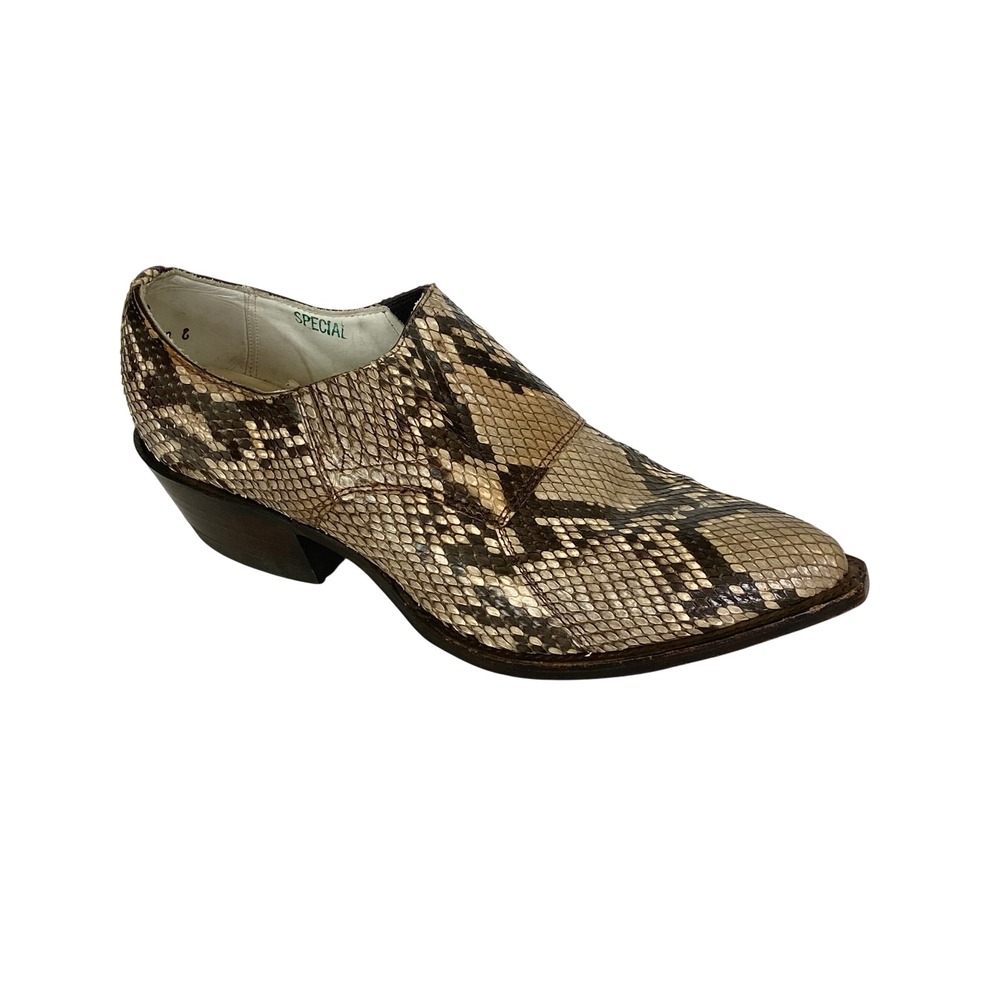 Nocona Mens Vintage Python Snakeskin Western Slip On Pointed Toe Shoes Brown 8 C